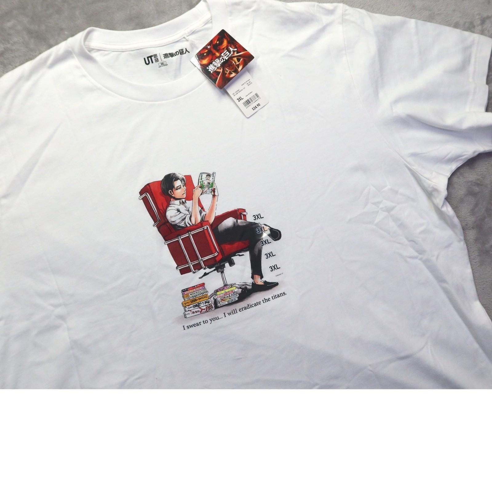 Attack on Titan Graphic Uniqlo UT T-Shirt Sz 3XL Captain Levi New NWT thumbnail 2