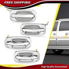 Set of 4 Chrome Exterior Door Handles with Keyhole For Chevy Silverado 1999-2007
