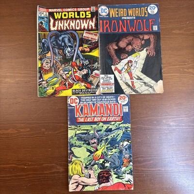 Bronze Age Horror! Lot of 3: Worlds Unknown, Weird Worlds, Kamandi DC & Marvel