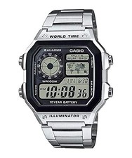 Montre numérique pour homme CASIO World Time AE-1200WHD-1AV boîte d'origine TI