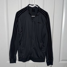 Adidas Size Medium Essentials 3-Stripes Tricot Track Jacket Dark Gray Full Zip