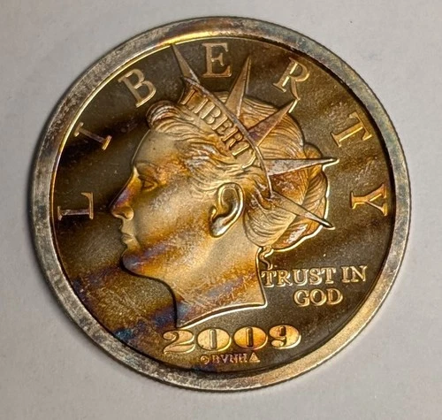 Extreme Toned ~ 2009 $20 1 oz .999 Fine Silver ~ Norfed Liberty Torch Back