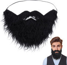 Fake Beard and Mustache with Elastic Band for Men Cosplay Halloween Fake Beard F
