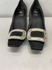 Roger Vivier Womens Belle Vivier Satin Crystal Pumps Size 9.5 Black *Preowned* — photo 5
