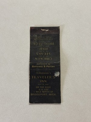 Johnsons Travelers Inn Bridgeport Michigan Matchbook Cover 580