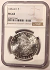 1884 CC Morgan Silver Dollar! CARSON CITY MINT! Brilliant Uncirculated NGC MS63