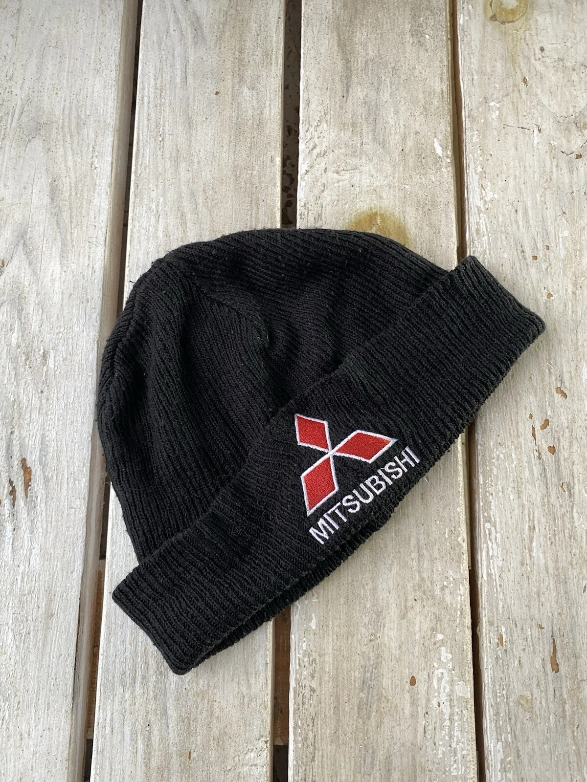 Vintage 90s Y2k Mitsubishi Racing Rare Beanie Hat Rare OS