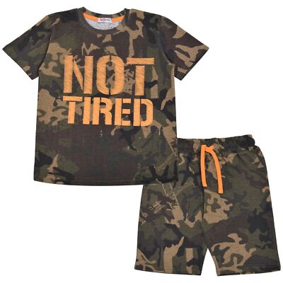 Kids Girls Boys Camo Green Print Pyjamas Children Shorts Set Age 5-13  UK