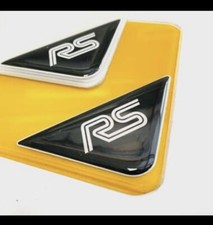 2x RS Ford Focus 3D Gel Badge Number Plate Corner Badges. *FREE* Cleaning Wipes
