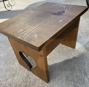 Vintage Wood Foot Stool Heart Plant Stand NL+