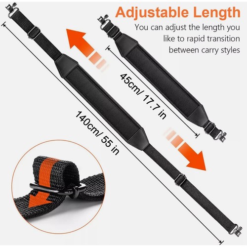 Camouflage 2 Point Rifle Gun Sling with Swivels & Neoprene Shoulder Padded Strap - Picture 10 of 10