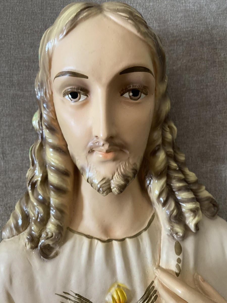 Vintage Jesus Sacred Heart 1957 Michigan Lamp Co. Wall Hanging