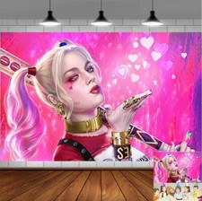 Harley Quinn Birthday Backdrop Banner for Kids Party Supplies Background 5 3ft