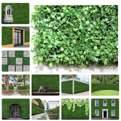 #ad 12pcs 24pcs Artificial Plant Foliage Hedge Grass Mat Greenery Wall Fence Panel $36.50