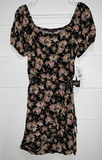 As U Wish, Faux-Wrap, Puff Sleeve Dress, NWT, Juniors Size Medium 