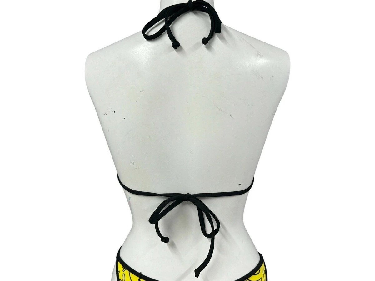 CHANEL シャネル ビキニ イエロー 黄色 ロゴ レア M 38 ビーチ Authentic Chanel Vintage Bikini Swimsuit Yellow Black Size