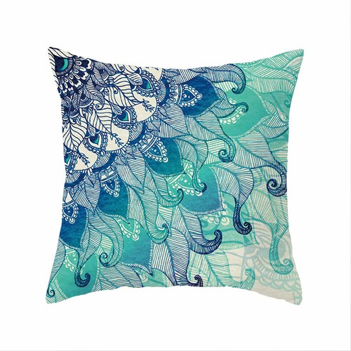 Aqua Turquoise Cushion Cover Floral Boho Mandala Home Decorative Cushion Cover - Picture 7 of 7