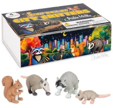 Mini City Critters Figurines in Matchbox – 4-Pc Animal Toy Set by Archie McPhee