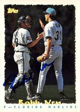 Robb Nen autographed baseball card (Florida Marlins) 1995 Topps #313 Cyber Stats