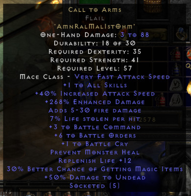 Diablo II Resurrected / D2R - Call to Arms 3/6/1 CTA Perfect BO | eBay