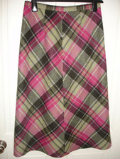 Gelco Wool Mix Checked Women's Skirt Uk 12 Pink And Green