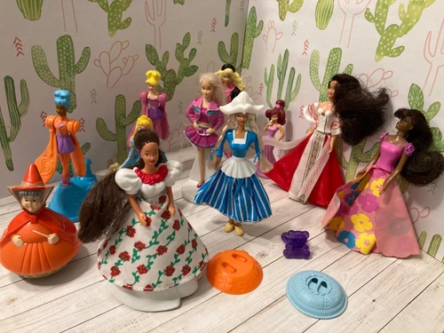 mcdonalds vintage happy meal toys sleeping beauty sky barbie world dancers lot