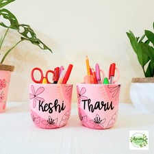 Handmade Gift For Her/Him, Fully Customizable Handpainted Clay Stationary Holder
