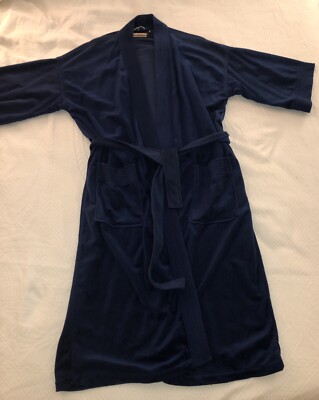 After Hours Diplomat Robe Navy Blue Mens One Sz Vtg Belt Pockets NWT Loungewear