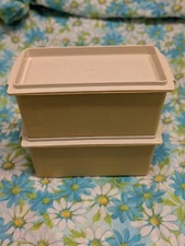 Vntg LOT 2 Tupperware Butter/Cheese Keeper Fridgies Harvest Gold NICE Used cond