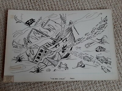 1960s VIC CANTONE CARTOONIST Original Artwork Mockup for ''The Sea Circus'' Book