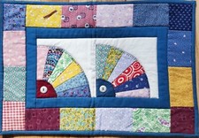 Vintage "Grandmother's Fan" Doll Quilt, Vibrant Fabrics and Nice Borders