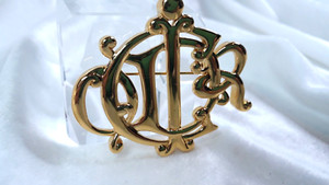 Authentic Beautiful - Classic Christian Dior Emblem Gold Plated Monogram brooch.