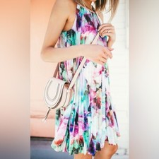 MAGGY LONDON  Floral Accordion Pleat Trapeze Dress Size 4