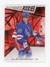 2021-22 Upper Deck SP Game Used Nils Lundkvist Authentic Rookies #ed/205 Rangers