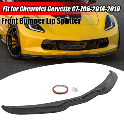 Carbon Style Front Lip Splitter For 2014-2019 C7 Corvette Z06 Stingray 2-Door