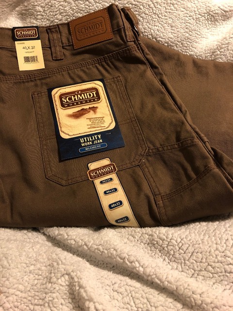 Schmidt Workwear Mens 40x32 Carpenter Utility Canvas Jean Work Pants Brown | eBay