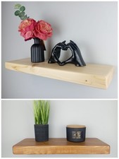 Chunky Floating Wall Shelf Handmade Rustic Solid Wood 6" 7"Deep Hidden Brackets