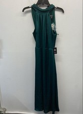 Express Women's Green Satin High Neck Halter Midi Dress NWT Size M