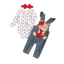 Infant Toddler Baby Girl Valentines Outfit Long Sleeve 0-3 Months A-white Bear