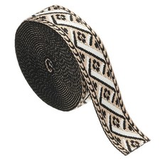 4.75Yards Cotton Webbing Strap 38mm Jacquard Webbing Strap, Black-White
