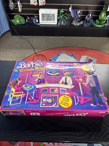 Vintage Barbie 1987 6 O'Clock News TV Playset Mattel News Anchor Set Missing Few