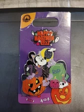 Disney Parks Happy Halloween Minnie Mouse Glitter Pin Pumpkin Ghost Cat 2022