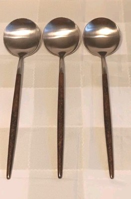 Dessert Spoons Cutipol 9 Inch Wood Look Handle Set Of 3