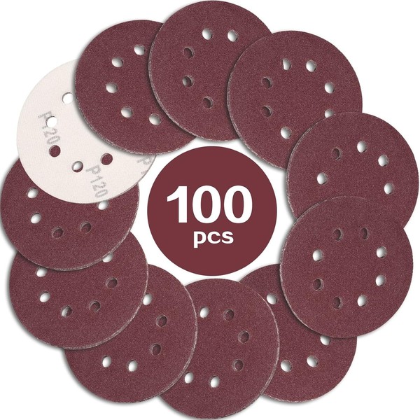 Schleifpapier 100 StüCk 125Mm 120 KöRnung FüR Exzenterschleifer-image
