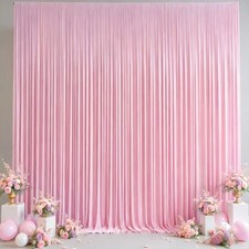 Pink Backdrop Curtains For Wedding Photography Stage Drapes 10x10 Ft 2 PCS