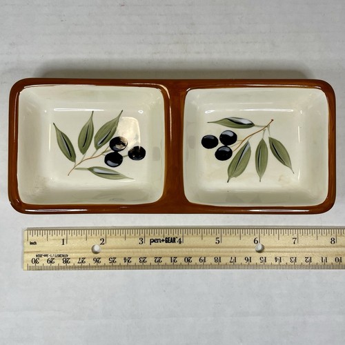 Inspirado Stonelite 2-Section Condiment Dish Olives Nuts Oil Dipping Tapas - Picture 2 of 12