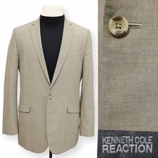 KENNETH COLE REACTION mens solid beige tan sport coat suit jacket blazer 40 L