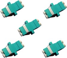 5 PCS Fiber Optic Cable Adapter Coupler LCLC Duplex Aqua Multimode OM3OM4