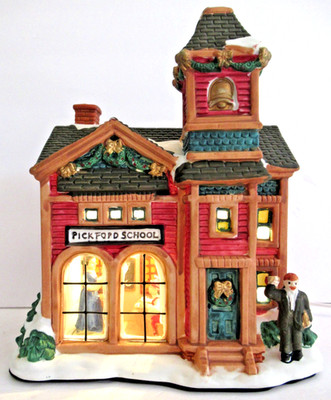 TRIM A HOME  ''PICKFORD SCHOOL''  ~ (7.5'' TALL) ~ ** LIGHTED 3-D SCENE ** RARE !!!
