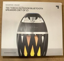 SHARPER IMAGE Set of TWO 2 Tiki Torch Outdoor Bluetooth Speakers New In Box